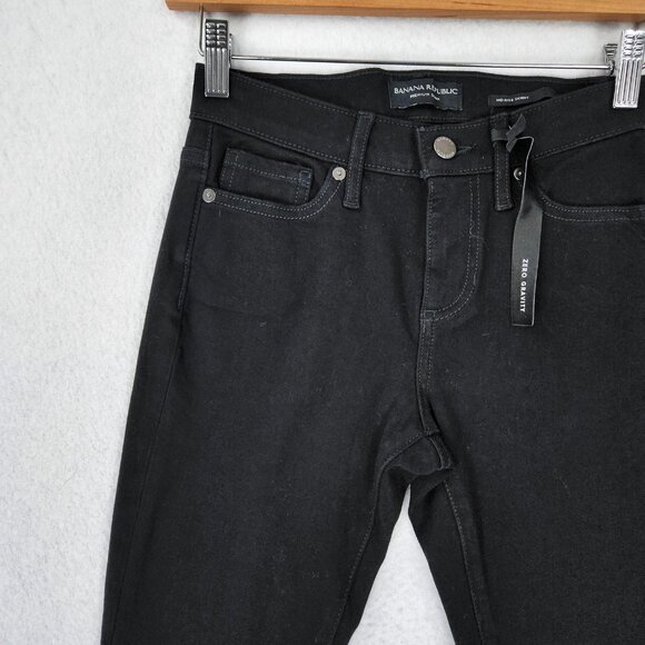 Banana Republic Jeans Womens 24 Petite Black Mid Rise Skinny Zero Gravity NEW - Picture 2 of 12